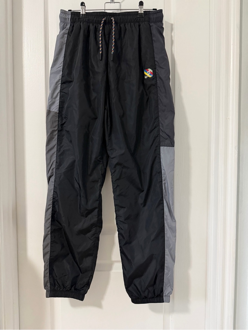 Peloton Black and Gray Panel Track Pants with Multicolor Logo